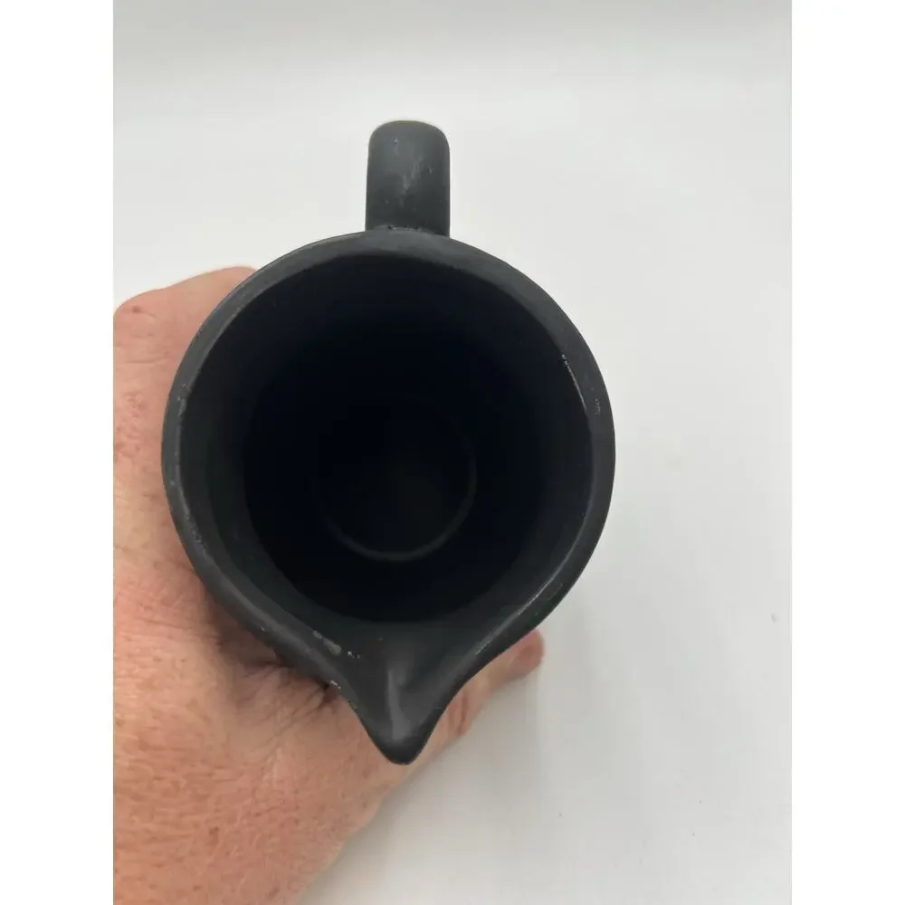 Heartland Hive Black Ceramic Creamer Pitcher Honeycomb Matte Farmhouse 4”